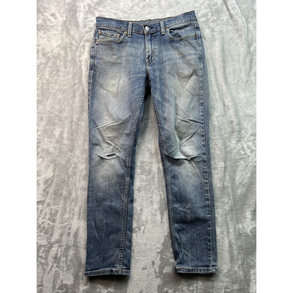 Levis 511 Mens Sz 29x30 Blue Jeans Slim Fit Distressed Guys Work Street Stretch